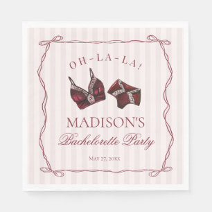 Burgundy Red Lingerie Bachelorette Panty Party Napkin