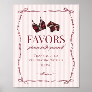 Burgundy Red Lingerie Bachelorette Party Favors Poster