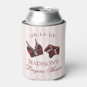 Burgundy Red Lingerie Shower Bachelorette Favor Can Cooler
