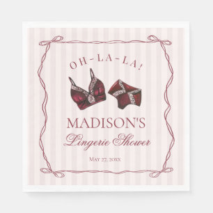 Burgundy Red Lingerie Shower Bachelorette Party Napkin
