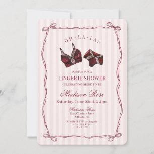 Burgundy Red Lingerie Shower Bridal Lace Invitation