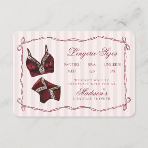 Burgundy Red Lingerie Sizes Shower Bow Enclosure Card