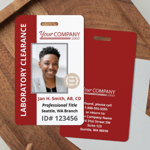 Burgundy Red Logo Entry Employee Photo ID Badge