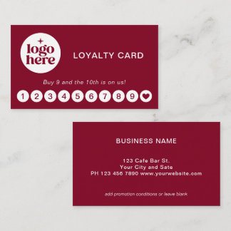 Burgundy Red Logo Modern Professional Loyalty Card
