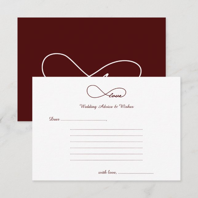 Burgundy Red Love Wedding Wishes & Advice Cards (Front/Back)