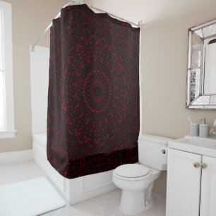 Burgundy Red Mandala with Ornamental Symmetry Shower Curtain