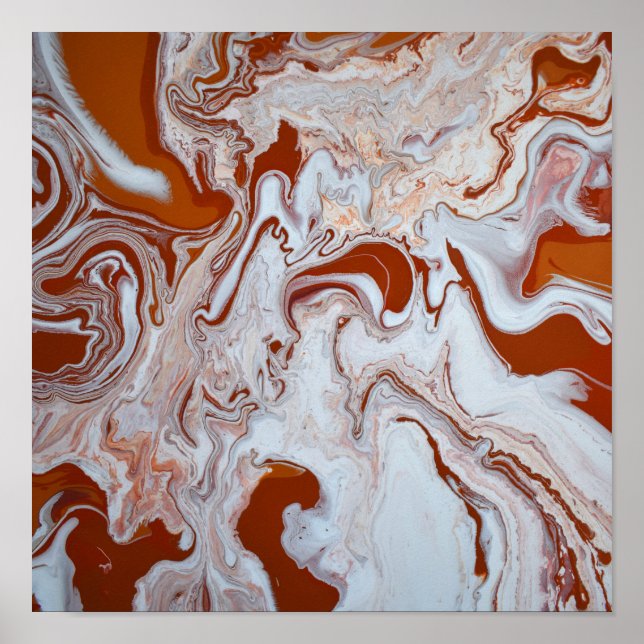 Burgundy Red Marble Abstract Fluid Art Poster (Front)