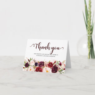 Burgundy Red Marsala Floral Rustic Boho Thank You