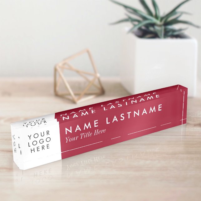 Burgundy Red Minimalist Custom Logo Nameplate (Creator Uploaded)