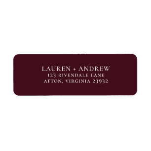 Burgundy Red Minimalist Return Address Label
