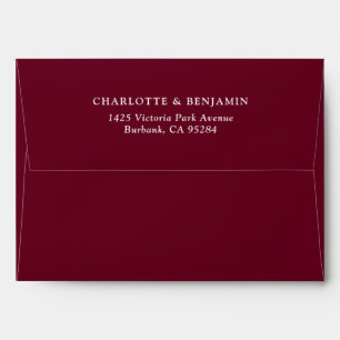 Burgundy Red Modern Custom Wedding 5.25x7.25 Envelope