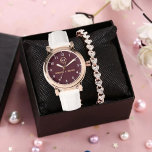 Burgundy Red Monogram couple Watch<br><div class="desc">Personalized watch with the names of the bride and groom or the couple in love. This watch can be customized by changing the text with the name of the loved one or the wedding date. It can be an ideal gift for newlyweds or for silver or golden wedding anniversaries. Monogram...</div>