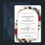 Burgundy Red Navy Blue Floral Arch Frame Wedding Invitation<br><div class="desc">Modern and elegant design printed Burgundy Red Navy Blue Floral Gold Glitter Arch Frame Wedding Invitation that can be customised with your text. Please click the "Customise it" button and use our design tool to modify this template. Check out the Graphic Art Design store for other products that match this...</div>