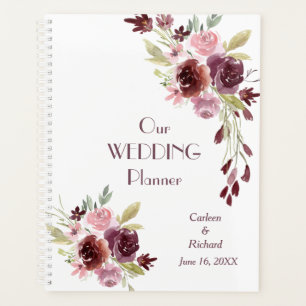 Burgundy Red Navy Blue Floral Wedding Planner