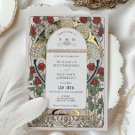Burgundy Red Navy Blue Gold Wedding Art Nouveau<br><div class="desc">Introducing our Bougainvillea Nouveau wedding invitation, a sophisticated ensemble inspired by the mesmerising artwork of Alphonse Mucha, one of the most prominent figures in the Art Nouveau movement. The collection elegantly infuses the vibrant shades of burgundy and navy blue bougainvilleas along with the fine intricacies of ornamental greenery that bring...</div>