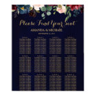 Burgundy Red Navy Floral Rustic Boho Seating Chart
