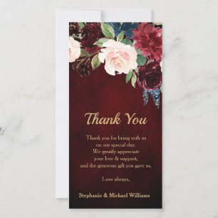 Burgundy Red Navy Floral Rustic Boho Thank you