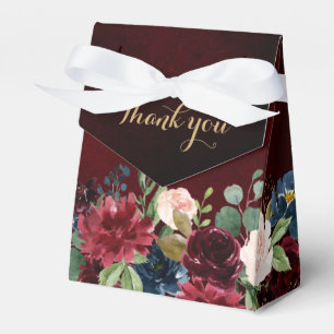 Burgundy Red Navy Floral Rustic Boho Wedding Favour Box