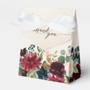 Burgundy Red Navy Floral Rustic Boho Wedding Favour Box