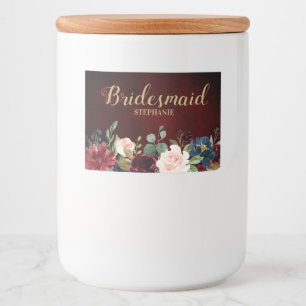 Burgundy Red Navy Floral Rustic Boho wedding label