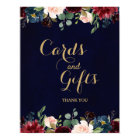 Burgundy Red Navy Floral Rustic Boho Wedding Sign