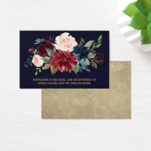 Burgundy Red Navy Floral Rustic Wedding Registry