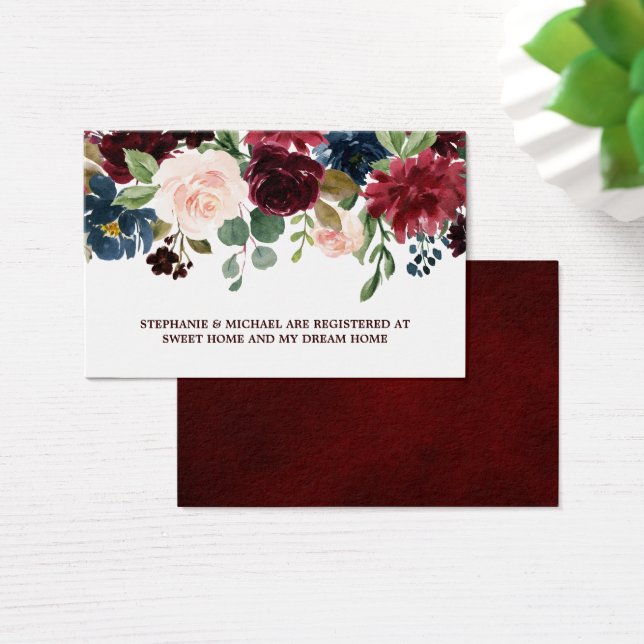 Burgundy Red Navy Floral Rustic Wedding Registry (Desk)