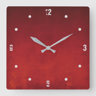 Burgundy Red Orange Modern Rustic omber Abstract Square Wall Clock