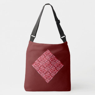 "BURGUNDY RED PATCHWORK QUILT SQUARE" CROSSBODY BAG