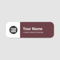 Burgundy Red Pin Name Tag or Magnetic with Logo