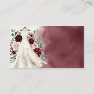 Burgundy Red Pink Floral Dress Bridal Shower Invit Enclosure Card