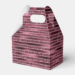 Burgundy Red Pink Rose Gold Glitter Stripes  Favour Box