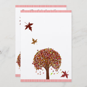 Burgundy Red Pink Tree Wedding  Invitation