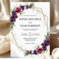 Burgundy Red Plum Purple Gold Geometric Wedding