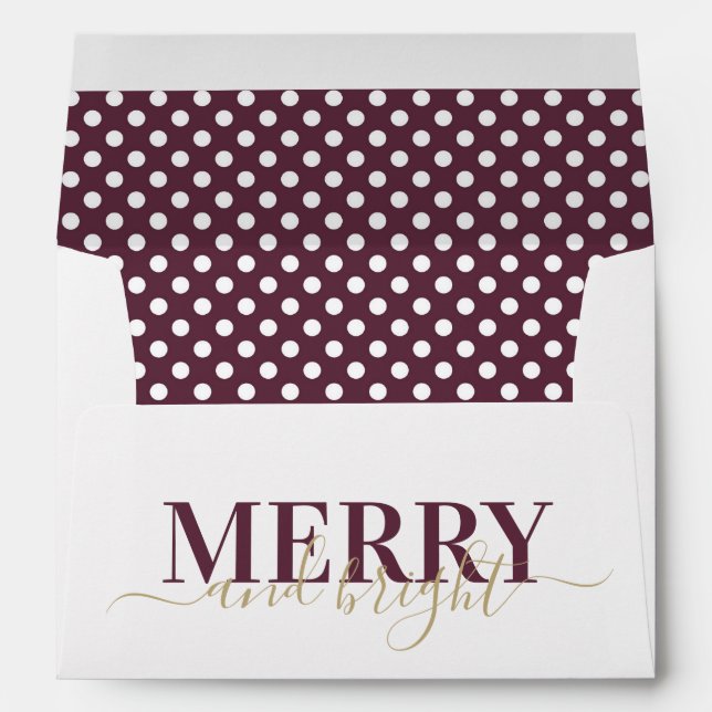 Burgundy red polka dot pattern Christmas Envelope (Back (Bottom))