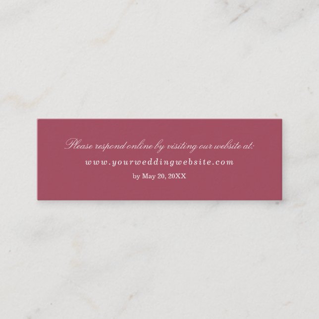 Burgundy Red Poppies Wedding  RSVP Online Website Mini Business Card (Front)