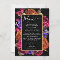 Burgundy Red Purple Orange Floral Menu