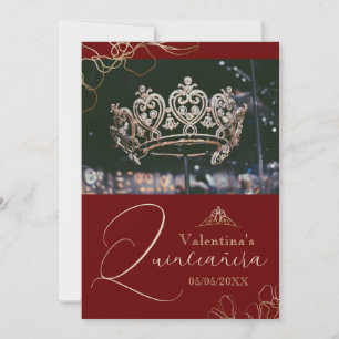 Burgundy Red Quinceañera thank you card template