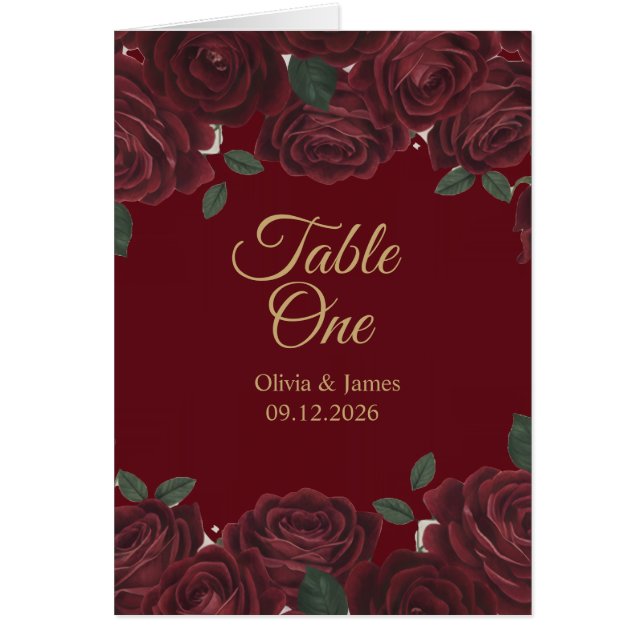 Burgundy Red Rose Moody Dark Romance Folded Table  (Front)