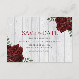 Burgundy Red Rose Romantic Save the date