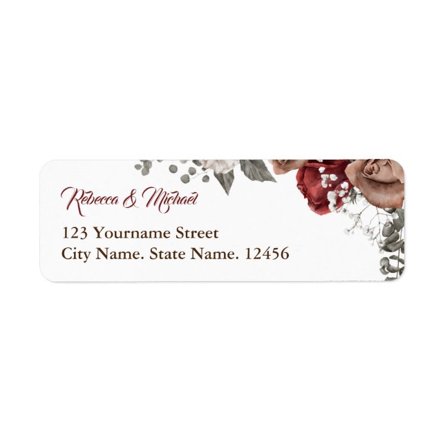 Burgundy Red Roses Floral Wedding (Front)