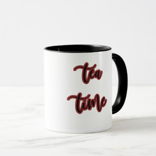 Burgundy Red Script Tea Time Mug