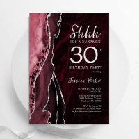 Burgundy Red Silver Agate Surprise 30th Birthday