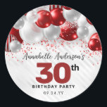 Burgundy Red Silver Balloon Glitter Favour Birthda Classic Round Sticker<br><div class="desc">Modern Glam Burgundy Red Silver Balloon Glitter Sparkle Any Age Birthday Favour Sticker</div>