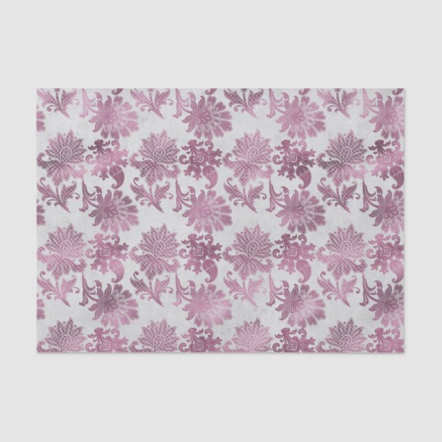 Burgundy Red Silver Floral Tissue Paper (Front)