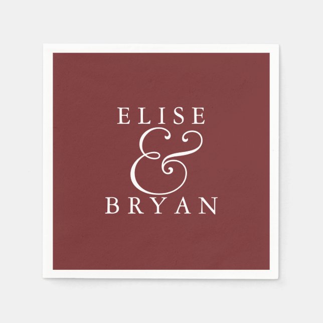 Burgundy Red Simple Modern Elegant Wedding Napkin (Front)