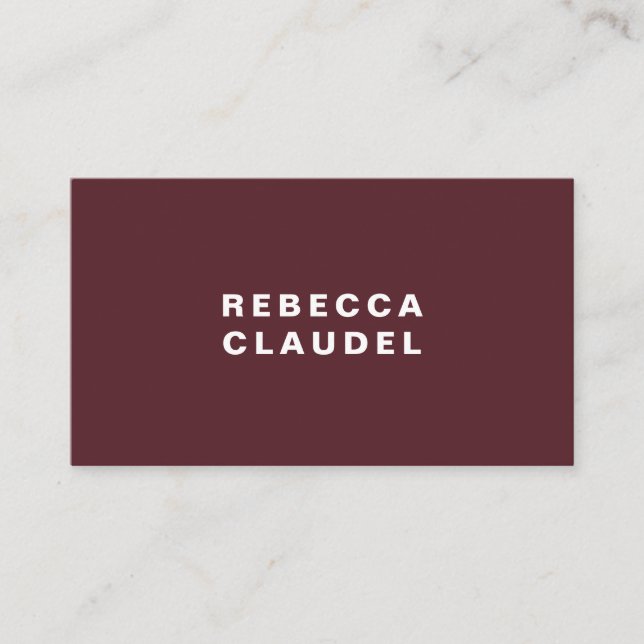 Burgundy Red Simple Personalised Business cards (Front)