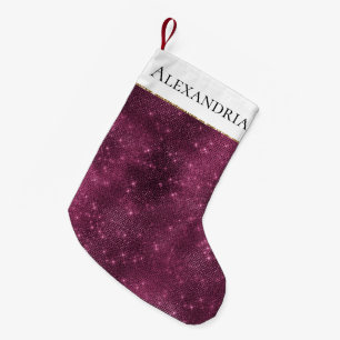 Burgundy Red Sparkle Small Christmas Stocking