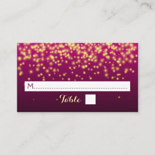 Burgundy red sparkling lights wedding place card