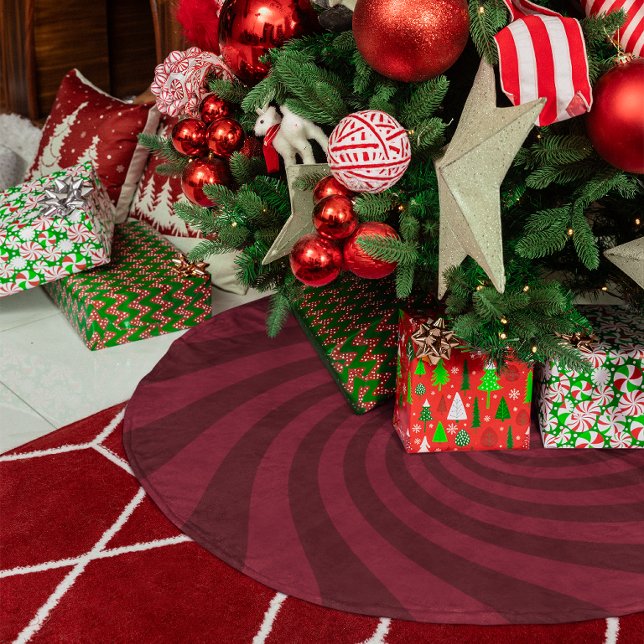 Burgundy Red Starburst Candy Twirl Brushed Polyester Tree Skirt (Burgundy Red Starburst Candy Twirl Brushed Polyester Tree Skirt)